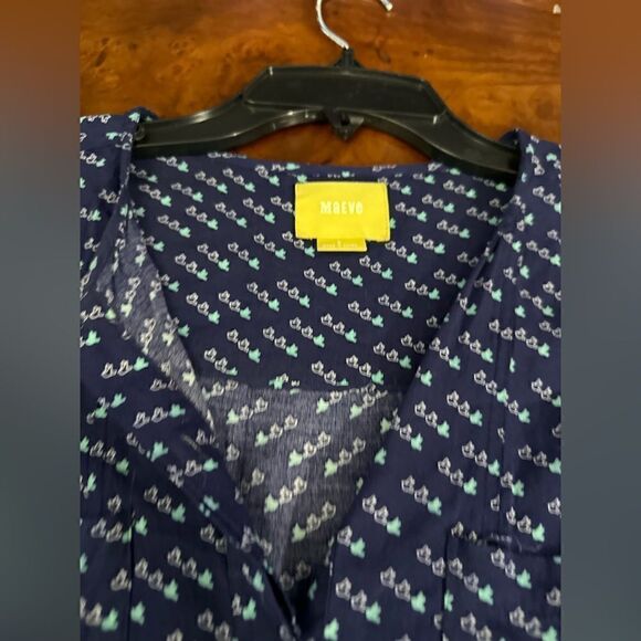 ANTHROPOLOGIE Maeve Clara Blue Bird Button Down Blouse Size 0 XS - Picture 10 of 14